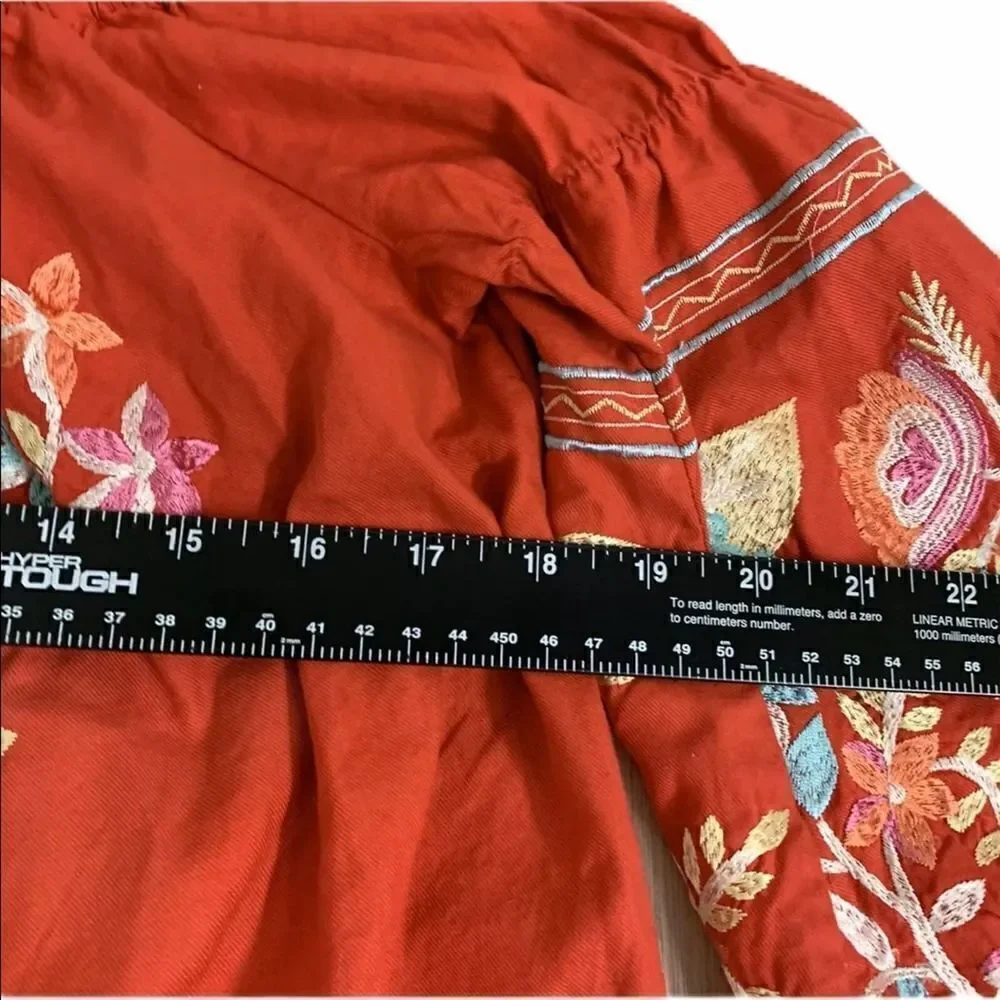 Free People Fleur Du Jour Red Floral Embroidered Mini Dress Size Small